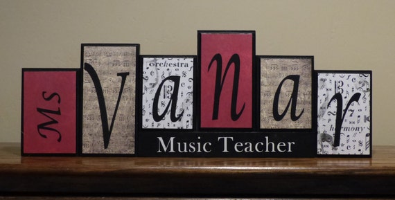 Music Teacher Elementary School Teacher Name Block Letters Etsy