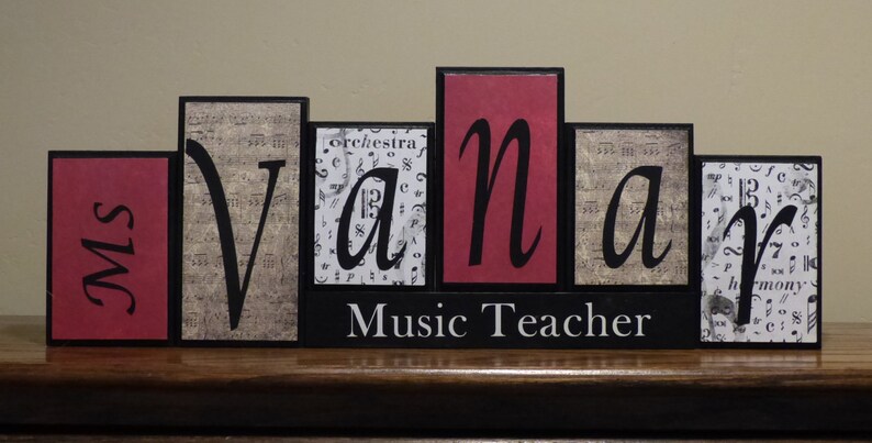 Music Teacher Elementary School Teacher Name Block Letters Etsy