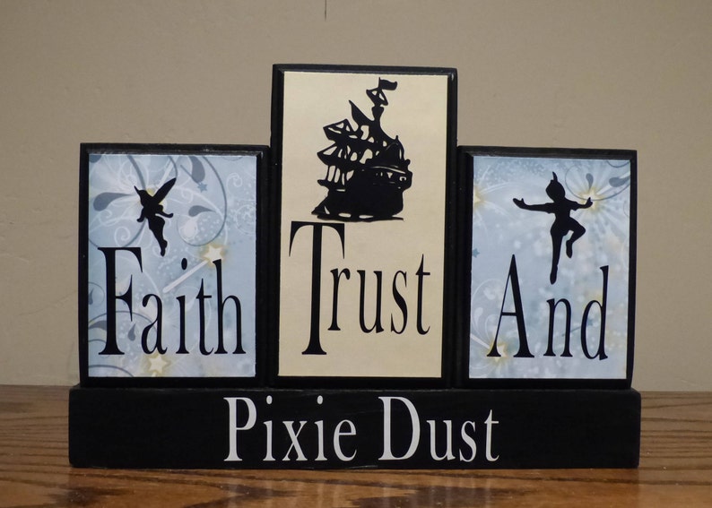 Peter Pan Blocks Disney Decor Child Bedroom Decor Peter Pan Tinkerbell Neverland Disney Large Wood Blocks Decor Name Baby Tinkerbell Nursery