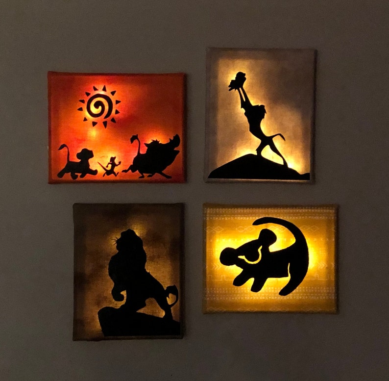 Lion King Set Of 4 Wall Art Decor Child Bedroom Wall Hanging Etsy