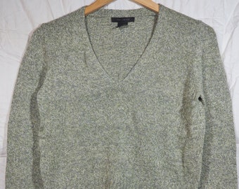 Pullover V Neck Sweater, Wool Silk Cashmere Nylon, Girl or Petite Woman Size, Green, "The Limited" Brand, Vintage 2000