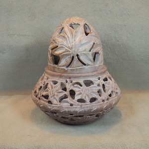 Incense Burner, Soapstone Carved, 6 inches high