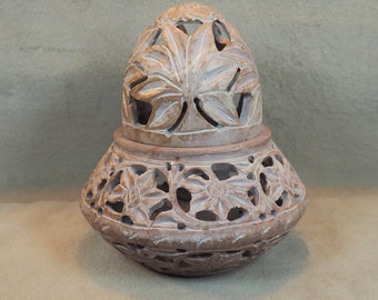 Incense Burner, Soapstone Carved, 6 inches high