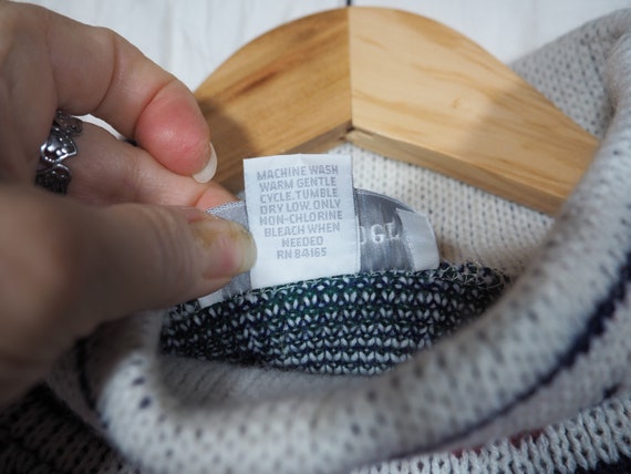 Pullover Sweater, Mock Turtleneck, Patchwork Prin… - image 3