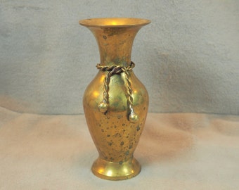 Solid Brass Vase with Tassels, 5 1/2 inches high