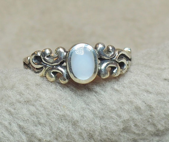 Sterling Silver Ring, Size 6, Opal Stone, Filigre… - image 1