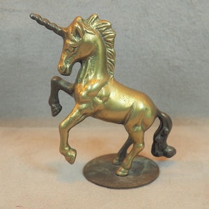 Brass Unicorn Figurine, Vintage, 4-1/2 inches high