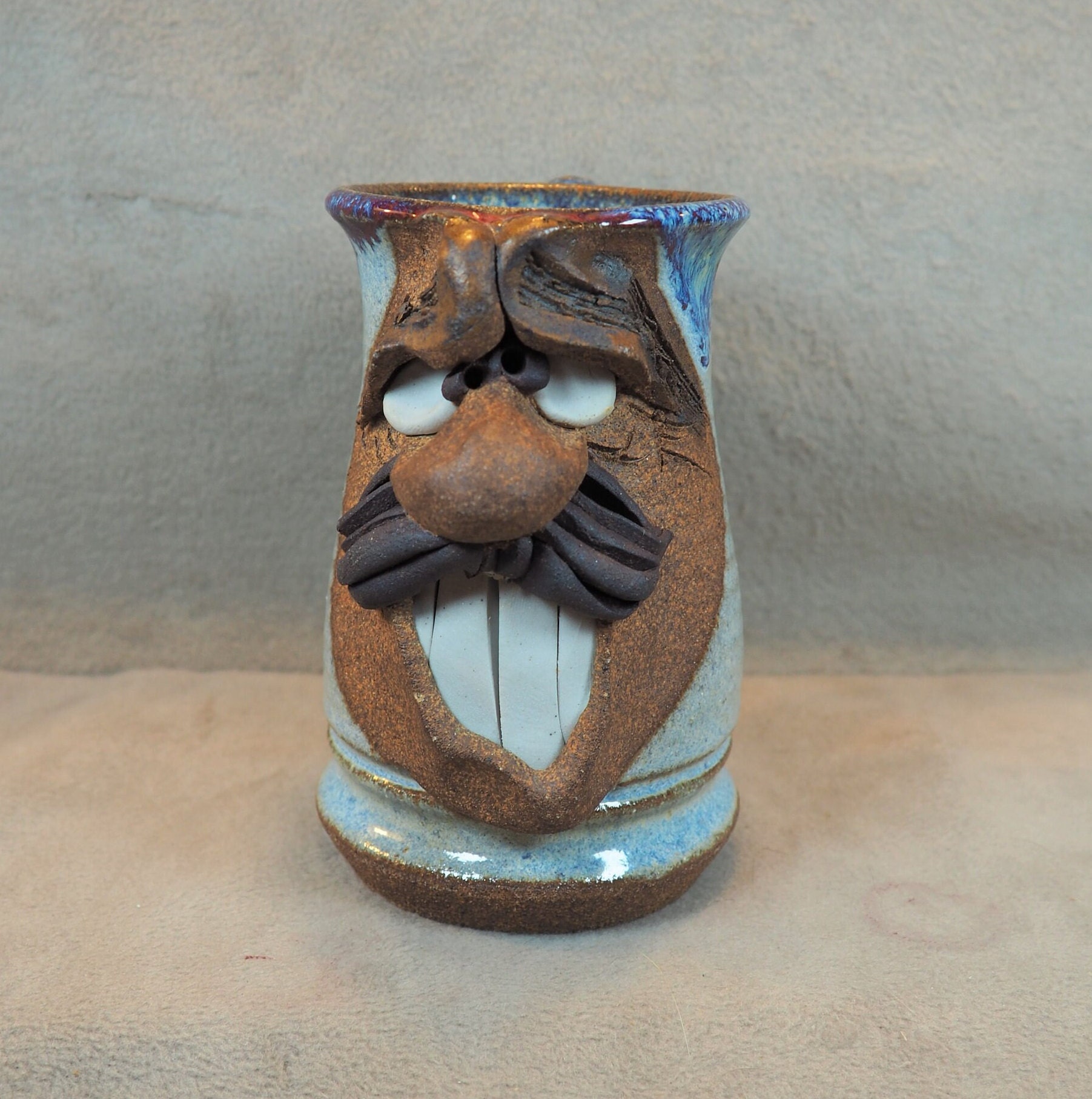 Ugly Face Pottery 3D Man With Mustache Mug – Mug Barista