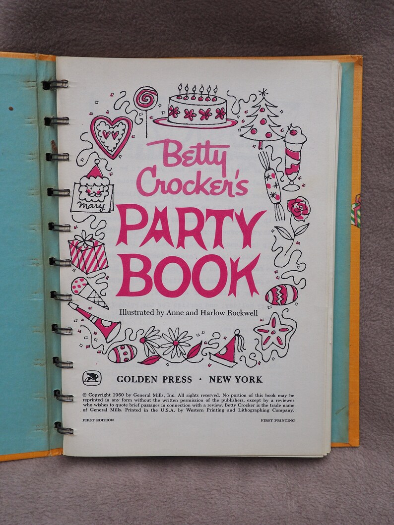 Cook Book: "Betty Crocker's Party Book", 1st Edition Spiral Bound, Hard Cover, Vintage 1960 bild 4