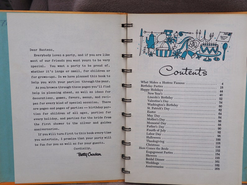 Cook Book: "Betty Crocker's Party Book", 1st Edition Spiral Bound, Hard Cover, Vintage 1960 bild 5