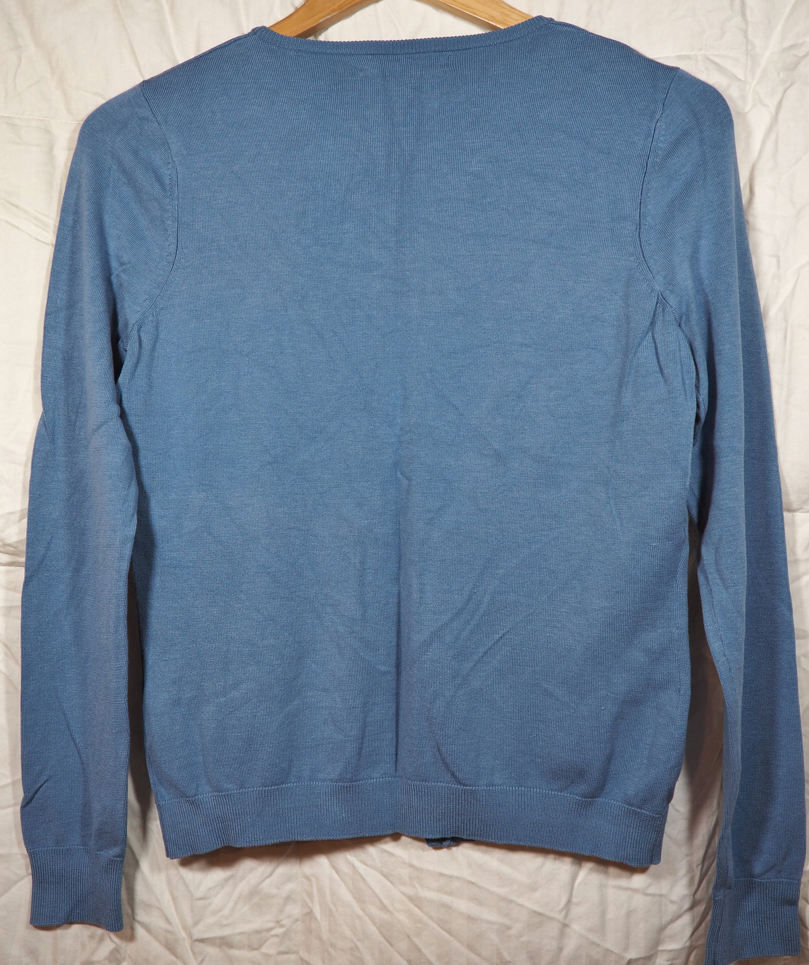 Button up Crew Neck Cardigan Sweater Dusty Blue Color August - Etsy
