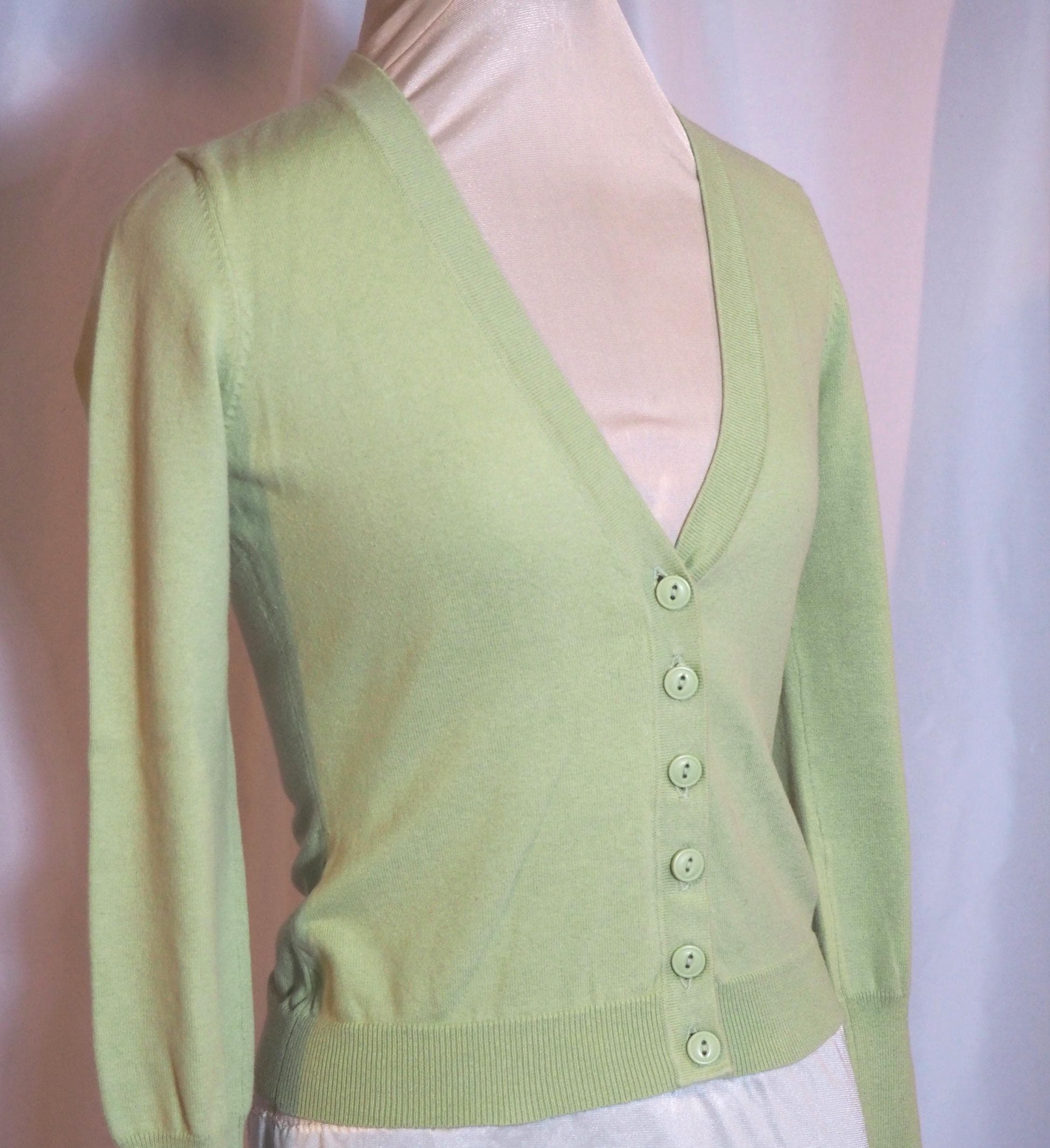 Cardigan Vert Citron French Connection En Angora - Taille M Occasion Très Bon état