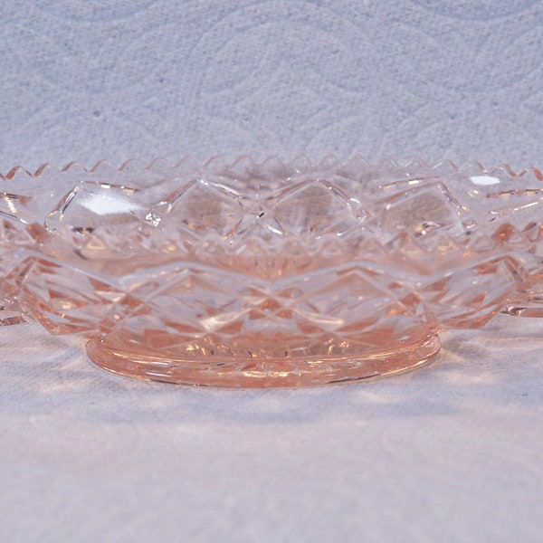 Pink Depression Collectible Glass, 8 Inch Oblong Dish with Two Handles, Olive / Relish Dish, Vintage 1930s