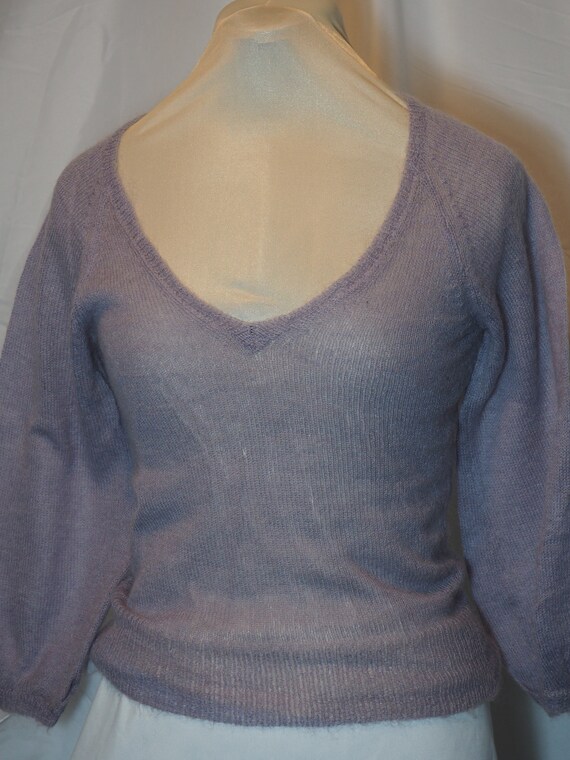 Lightweight Knit Pullover V Neck Sweater, Mohair … - image 5