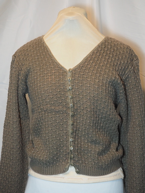 Cardigan Button Up Sweater, Taupe / Tan, "Private… - image 6