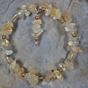 Bracelet: Bangle/ Memory Wire, Quartz Gemstone Nuggets, Small Size 6.5 - 7 inches