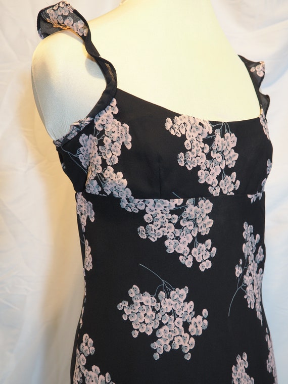 Short Black Floral Dress, Petite Size 3 / 4, Black