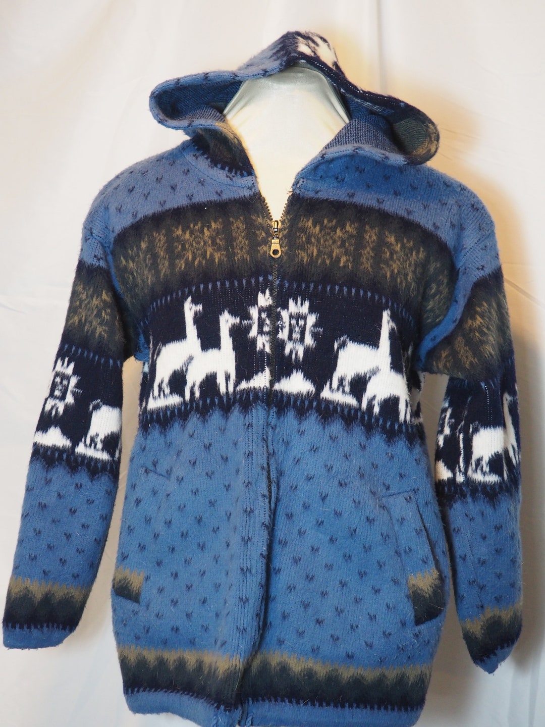 Sweater Coat Cardigan With Hood, Made in Ecuador, Small Size, Blue Black White, Unisex Male or Female, Vintage 2000, Zipper Front - Etsy Sweater Coat Cardigan With Hood, Made in Ecuador, Small Size, Blue Black White, Unisex Male or Female, Vintage 2000, Zipper Front - Etsy