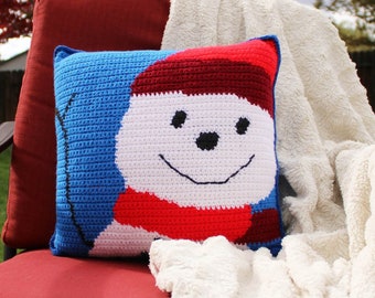 Snowman Crochet Pattern, snowman pillow, snowman wall hanging banner, Christmas Decor