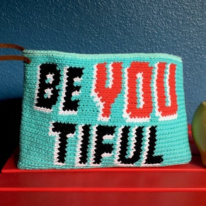 beYOUtiful Crochet Tapestry Pattern, Crochet Pouch, Crochet Purse, tapestry crochet, pdf download, diy accessory image 1