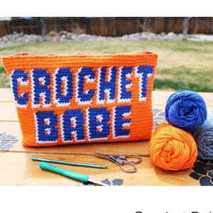 Crochet Babe Tapestry Pouch Pattern, crochet pouch, crochet pattern, diy accessory, instant pdf download image 1