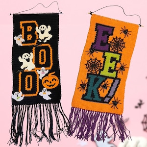 Boo and Eek! Crochet Halloween Wall Banner Pattern