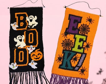 Boo and Eek! Crochet Halloween Wall Banner Pattern