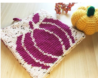Pumpkin Crochet Potholder Pattern, Reversible Tapestry Design (PDF Pattern)