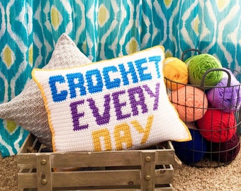 Crochet Every Day Crochet Pillow Pattern, home decor crochet, diy home decor, craft room decor, modern crochet, intarsia crochet, handmade