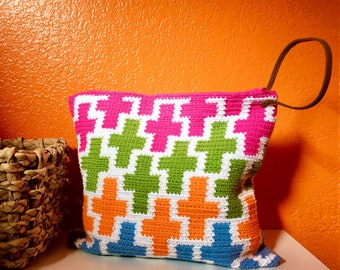 Positive Sign Tapestry Crochet Pattern, Crochet Pouch, Crochet Purse, tapestry crochet, diy accessory, cotton yarn, instant pdf download