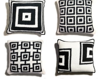Square Crochet Pillow Pattern Set, bundle pattern, instant pdf download, crochet tutorial, home decor, bullseye pillow pattern