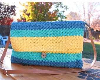 Messenger Crochet Bag Pattern, crochet purse, suzette stitch pattern, pdf instant download, diy bag, stripes bag, color block bag