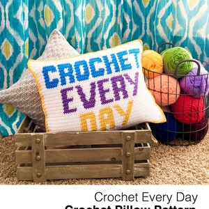 Crochet Every Day Crochet Pillow Pattern, home decor crochet, diy home decor, craft room decor, modern crochet, intarsia crochet, handmade image 1