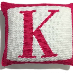 Letter K Crochet Pillow Pattern, Initial Monogram Pillow image 2