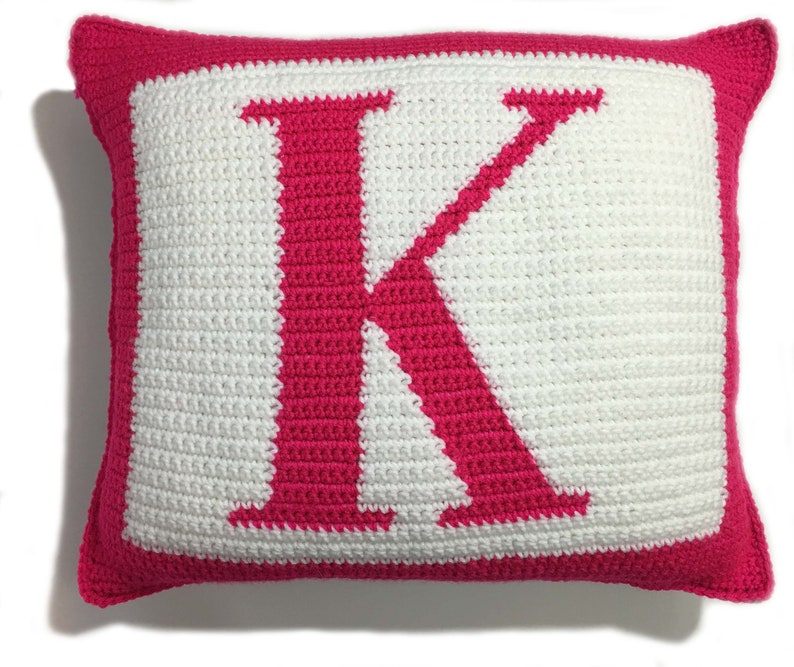 Letter K Crochet Pillow Pattern, Initial Monogram Pillow image 2