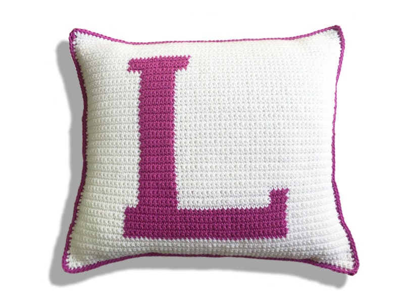 Letter L Crochet Pillow Pattern, Monogram Initial Pillow image 4