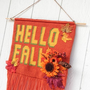 HELLO Four Seasons Crochet Wall Hanging Banner Pattern Bundle, Wall Hanging Tapestry, Wall Hanging Decor, Wall Hanging Yarn image 6