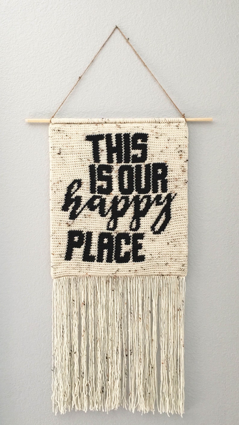 This Is Our Happy Place Crochet Wall Hanging Banner Pattern, Wall Hanging Tapestry, Wall hanging Decor, Wall Hanging Yarn image 3