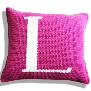 Letter L Crochet Pillow Pattern, Monogram Initial Pillow image 7