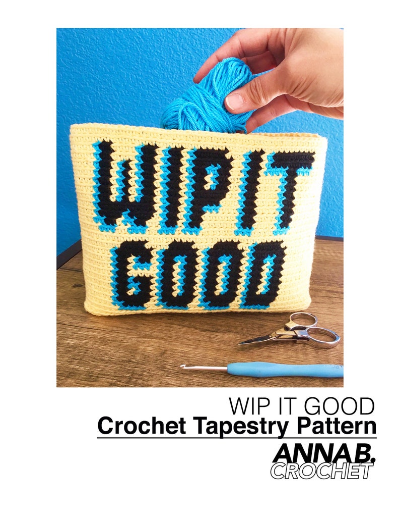 WIP IT GOOD Crochet Pattern, tapestry crochet Crochet Purse, Crochet Pouch, handmade accessory, instant pdf download image 1