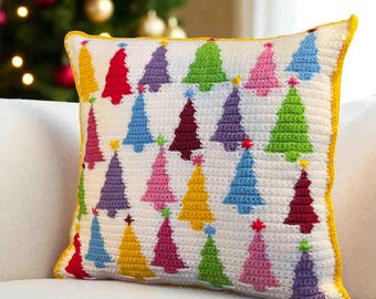 Christmas Tree Crochet Pillow Pattern, Holiday Forest Decor (PDF Download)
