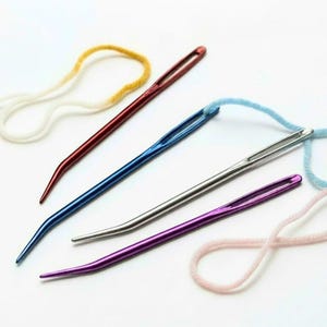 4 Bent Tip Darning Needles, Tapestry Needle Set, Crochet and Knitting Tools