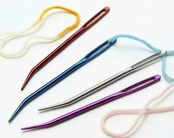 4 Bent Tip Darning Needles, Tapestry Needle Set, Crochet and Knitting Tools
