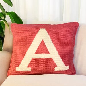 Almofada de crochê com letra A, almofada decorativa, crochê moderno, decoração para casa, download instantâneo em pdf, crochê intarsia