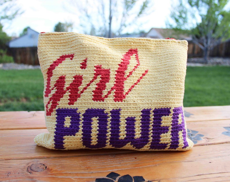 Girl Power Crochet Tapestry Pattern, crochet pouch, crochet purse, crochet pattern, diy accessory, instant pdf download image 2