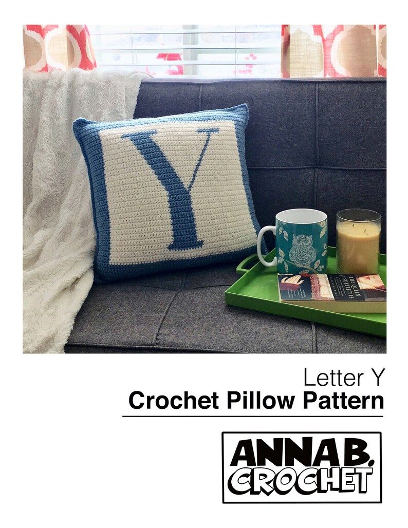 Crochet Pattern Letter Y Crochet Pillow image 1