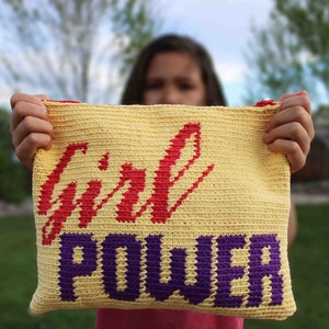 Girl Power Crochet Tapestry Pattern, crochet pouch, crochet purse, crochet pattern, diy accessory, instant pdf download image 3