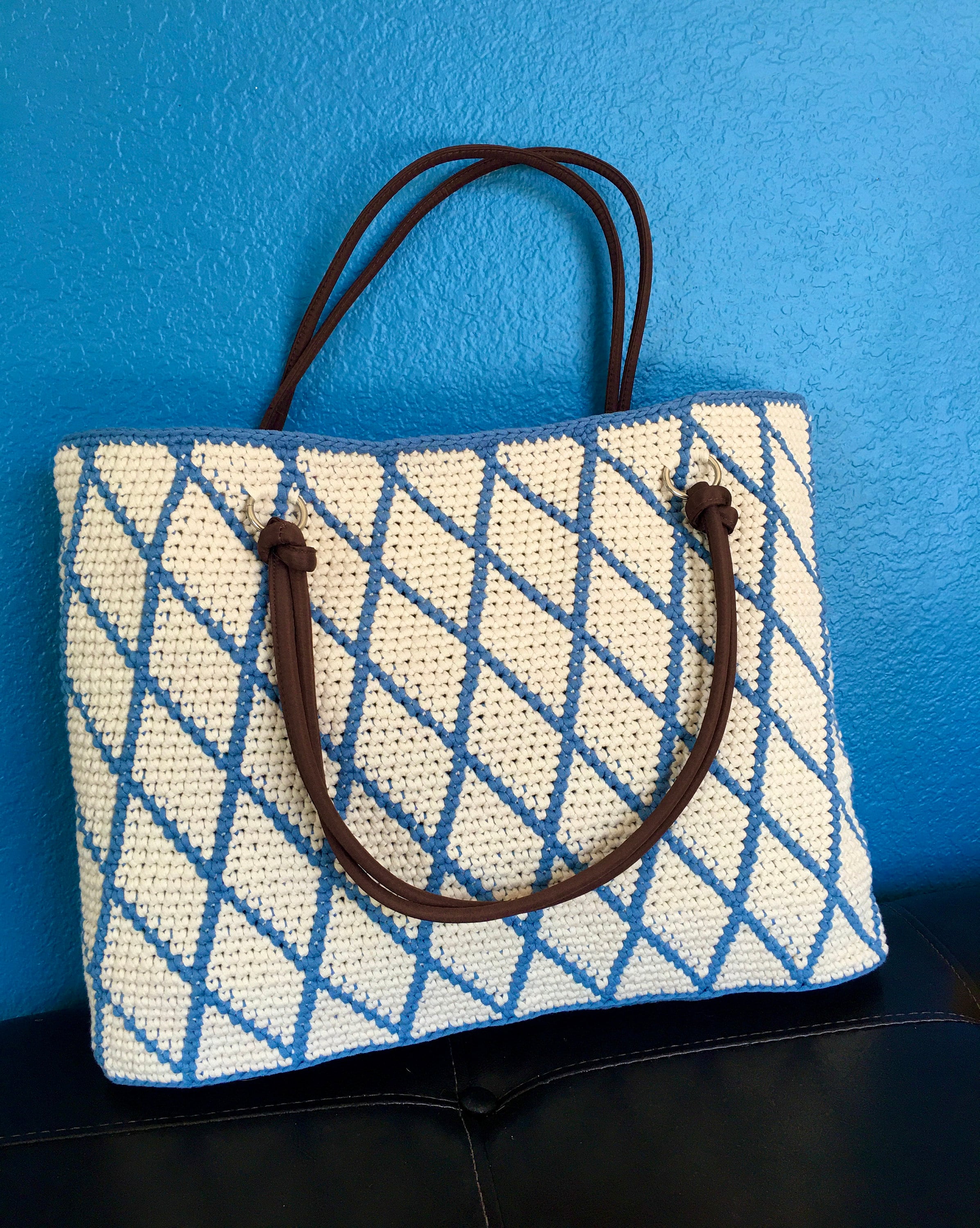 Criss Cross Tote Bag Crochet Pattern crochet beginners | Etsy