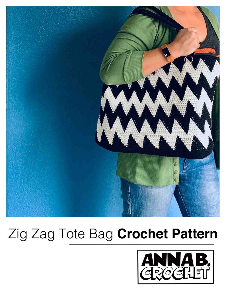Zig Zag Crochet Tote Bag Pattern Crochet Beginners Instant Etsy