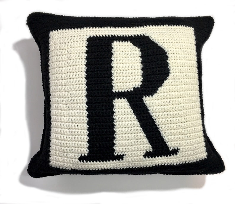 Letter R Crochet Pillow Initial Monogram Pillow Crochet Etsy